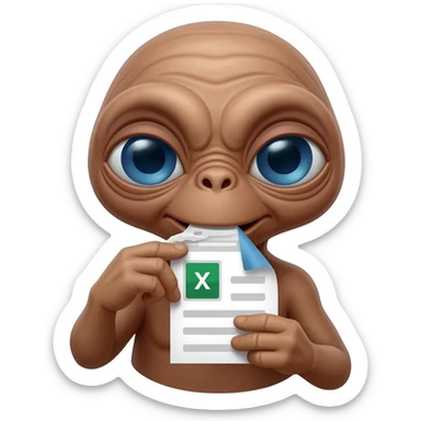 E.T. The Extra-Terrestrial from the movie eating an Excel file icon sticker
