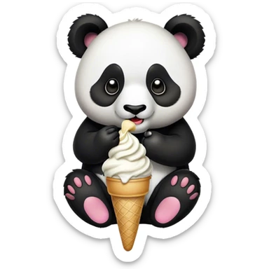 Panda eating ice cream sticker