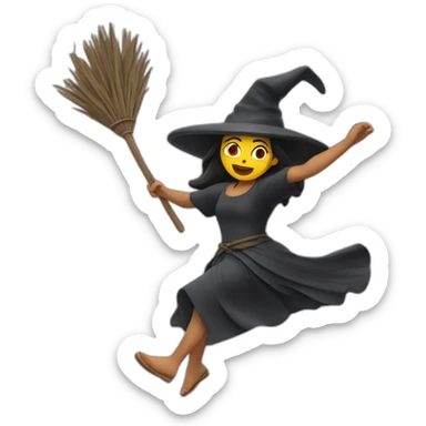 Bruja en escoba volando sticker