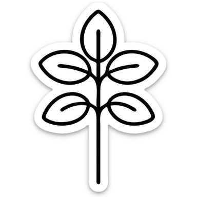 Basil herb with oval-shaped leaves on a stem sticker