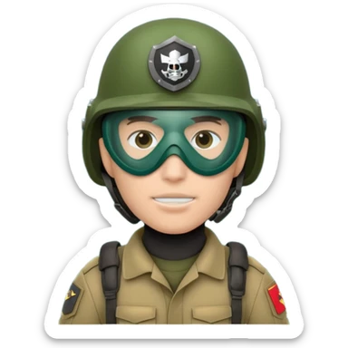 soldier with helmet and wearing mask in dark green sticker