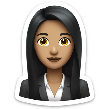 business woman long straight black hair sticker