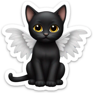 Black cat baby whit wings sticker