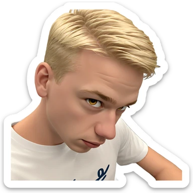 blonde boy in white shirt sticker