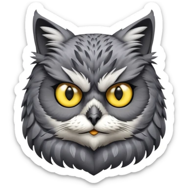 Give it a cat head with a owl body sticker