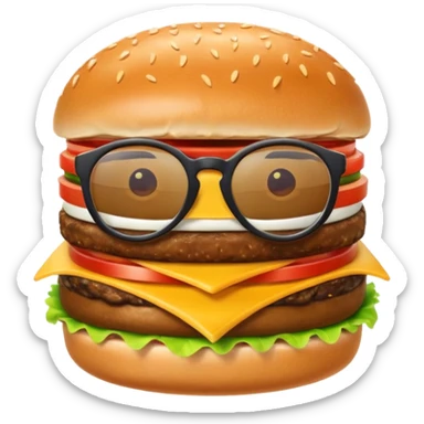 una hamburguesa con gafas y animado sticker