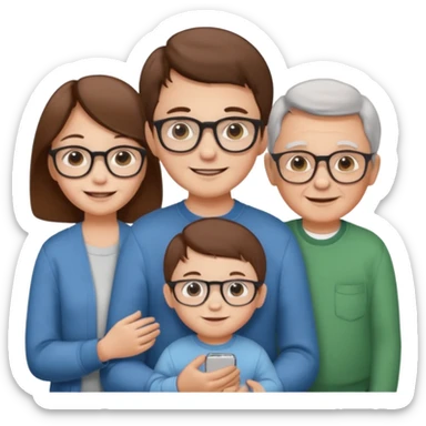 Baby boy and panents with grandpa and granny sticker