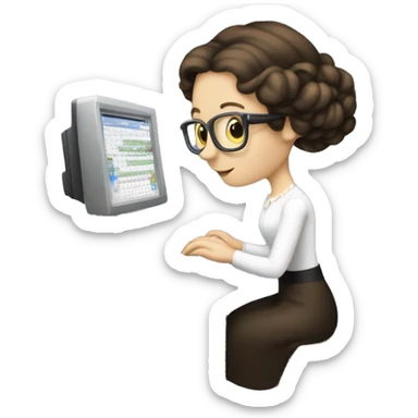 Ada Lovelace typing on a computer sticker