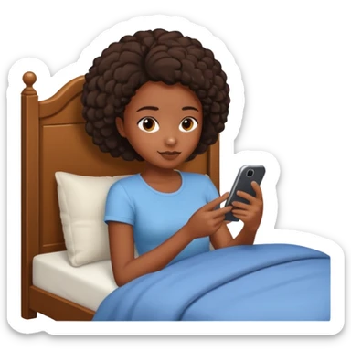 black girl texting on bed sticker