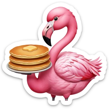flamingo with a pancake sticker