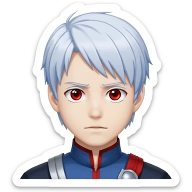 Shoto Todoroki from My Hero Academia with half red half white hair, heterochromia eyes one blue one gray, wearing his hero costume sticker