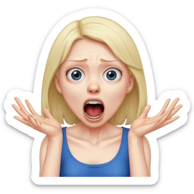 Girl pretending to choke herself & screaming  sticker