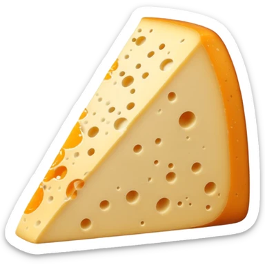 wedge of Saint-Nectaire cheese with soft orange-gray rind, creamy pale yellow interior, smooth and supple paste, small holes, gentle sheen, mottled rind with aging marks, soft lighting, subtle shadows, emoji scale sticker