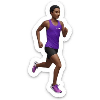 Runner in purple top with swan logo sticker