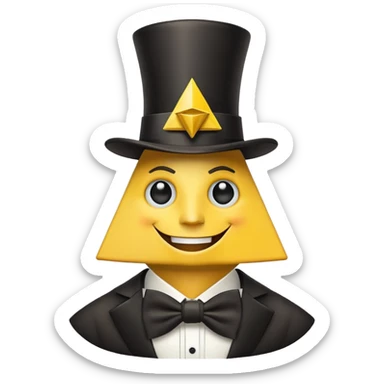 Bill Cipher from Gravity Falls, yellow triangle with top hat and bow tie sticker