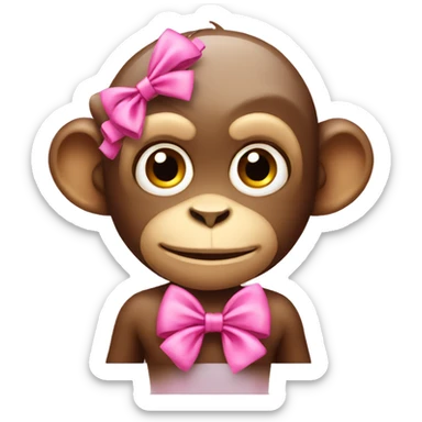 2 monkeys pink bows sticker