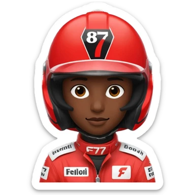 Emoji wearing red f1 helmet saying 8 7 sticker