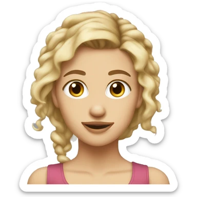 Hazel colored eyed dirty blonde ponytail girl white sticker