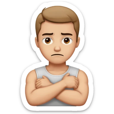 Arms crossed around throat looking mad  sticker