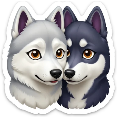 A dark husky and a light husky sticker
