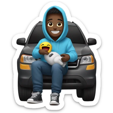 Discord mod in a car being an among us fanboy sticker