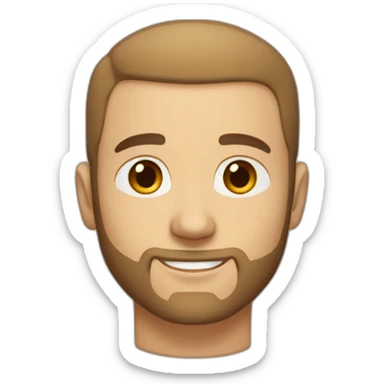 light brown haired man, shaved sides of head, brown eyes, light beard stubble sticker