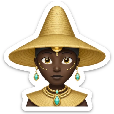 ancient alien with conical hat, black, half body sticker