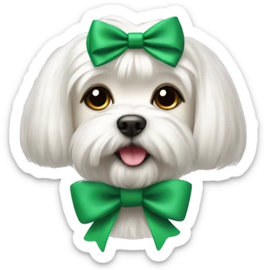 maltese dog with green bow  sticker
