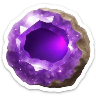 Round Purple shiny sparkly crystal-rock-geode sticker