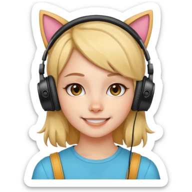 fille avec casque oreille de chat sticker