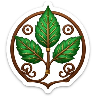 Wiz 101 casting sigil brown and green leaf life school inspired  sticker