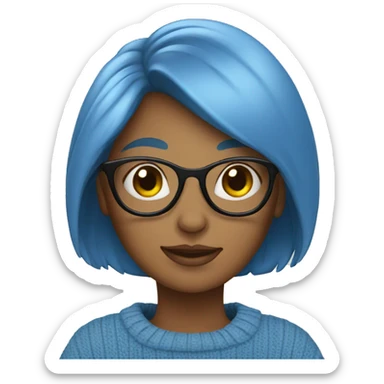 blue sweater girl in glasses sticker