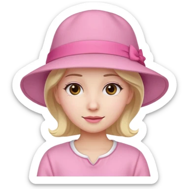 cute person in pink outfit and a hat sticker