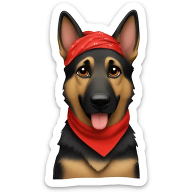 German shepherd all black with red bandanna  sticker