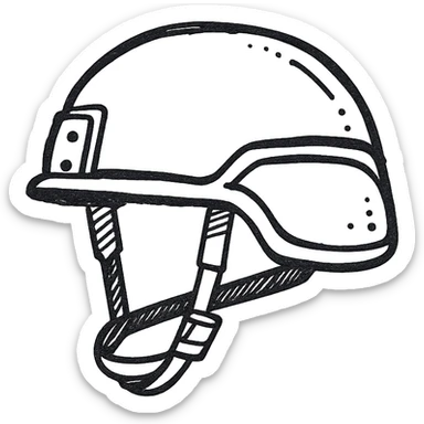 schematic image of modern NATO military helmet, strict technical style, contour only or with light gray fill, no text, minimalism sticker