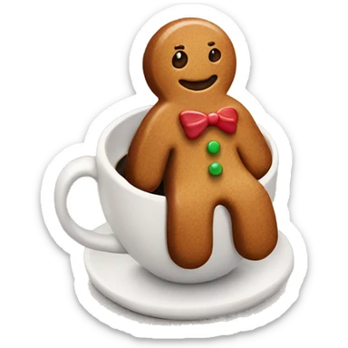 Gingerbread man sitting in brown cup of coffee sticker