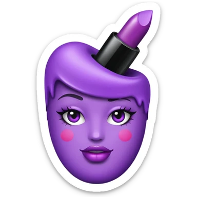 purple lipstick and cosmetics emojis in single object  sticker