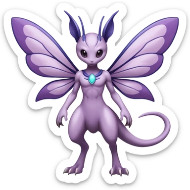 Venomoth-Mewtwo-Lunala-Fakémon-hybrid-creature (full body)  sticker