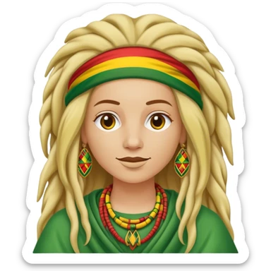 Een huilende blonde vrouw verkleed als rastafari sticker