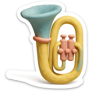 tuba in pastel colors, claymation style sticker
