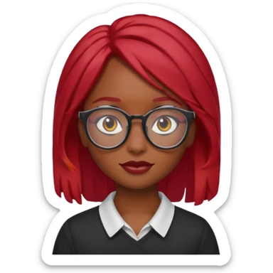 Kat saçlı gözlüklü siyah saçlı bir kiz sticker