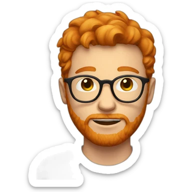 ginger guy with round glasses, short hair and stubble sticker