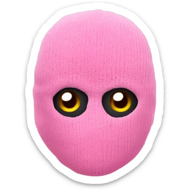 Pink ski mask with emoji eyes sticker