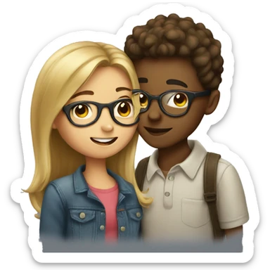 Boy with glasses kissing a girl sticker