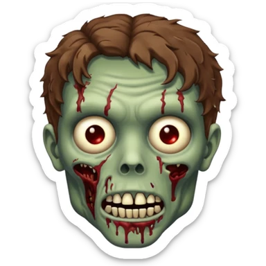 Zombie with lil bit curly medium brown hair sticker