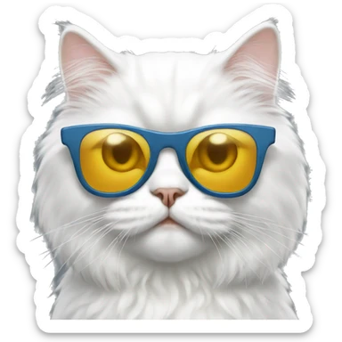 White persian cat with sunglasses sticker