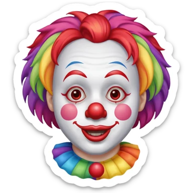 clown with big red nose and rainbow wig sticker
