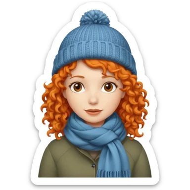 Woman with Orange Curly Hair – Shoulder-length orange curls wearing winter clothes




 sticker