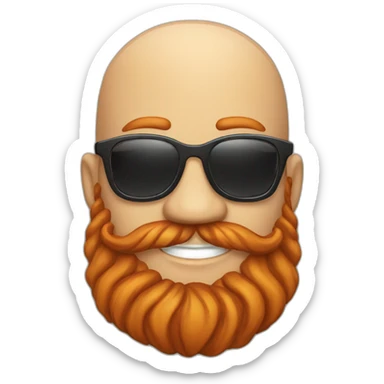 smiling rocking bald red beard men with sun glasses sticker