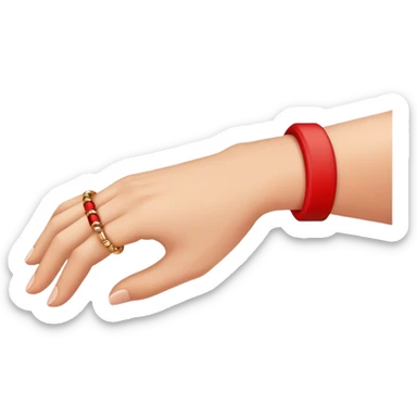 One hand with red bracelet thread  sticker